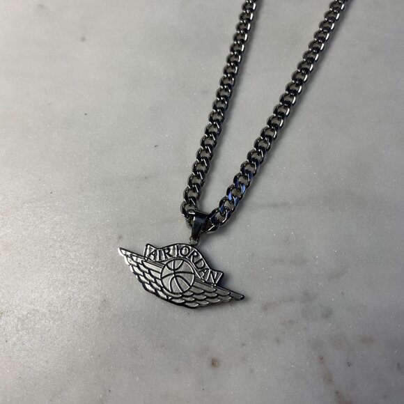 Air Jordan Cuban Necklace - Jumpman - Silver - 5mm Cuban - 22" Chain - Easter - Picture 1 of 3